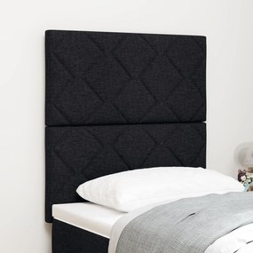 vidaXL Tăblia de pat Neagră cu design Diamond Blocks de 80 cm din poliester