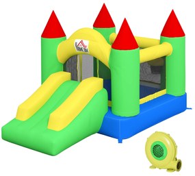 HOMCOM Castel gonflabil cu tobogan și plasă de siguranță, până la 100 kg, 3-10 ani, 300x180x160cm | Aosom Romania