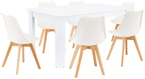 Set de masă Lola 6+1 alb-alb