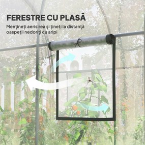 Outsunny Sera 3 x 2 x 2m cu Usa Rulanta si Fereastra, Transparent | Aosom Romania