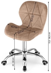 Set pentru birou – birou pliabil ZARIMO 80×40 cm alb + scaun de birou AVOLA VELVET maro deschis