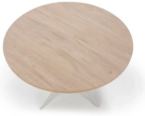 Masă de dining rotundă cu blat cu aspect de lemn de stejar ø 120 cm Ther – Marckeric