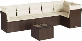 vidaXL Set canapele de grădină cu perne, 7 piese, maro, poliratan