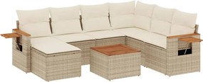 vidaXL Set canapele de grădină, 8 piese, cu perne, bej, poliratan