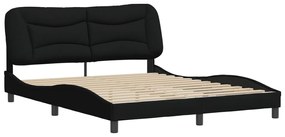 3207781 vidaXL Cadru de pat cu tăblie, negru, 160x200 cm, textil