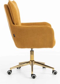 HR250K Scaun Catifea Reiată Premium Ruloare Curry Galben Bază Aurie