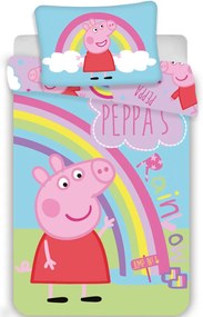 Purcelușa Peppa Rainbow Set de lenjerie pentru copii 100×135cm, 40×60 cm