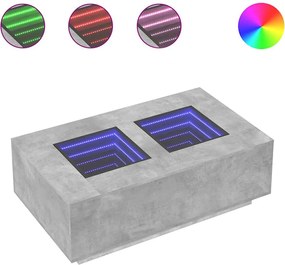 vidaXL Măsuță de cafea cu LED infinity, gri beton, 116x69x40 cm