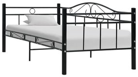 286135 vidaXL Cadru pat de zi, negru, 90x200 cm, metal