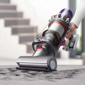 Aspirator vertical Dyson Cyclone V10 Absolute 448883-01, 150AW, 125.000 rpm, 0,77 l, 60 min, 3 moduri, 2 Tier Cyclone™, HEPA, silențios, golire igienică, fără încurcături, nichel/portocaliu