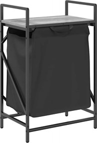 vidaXL Coș de rufe 1 compartiment cu raft sonoma gri