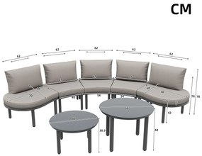 Set mobilier de grădină 5 locuri, 2 mese de cafea din sticlă securizată, perne și saltele confortabile, Gri