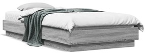 vidaXL Cadru de pat cu lumini LED, gri sonoma, 90x200 cm