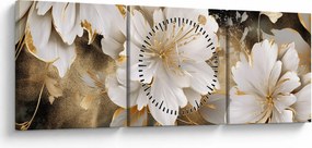 Tablou - Flori în aur (cu ceas) (90x30 cm)