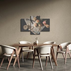 Tablou cu note muzicale și trandafiri (90x60 cm)