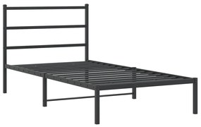 355361 vidaXL Cadru de pat din metal cu tăblie, negru, 107x203 cm