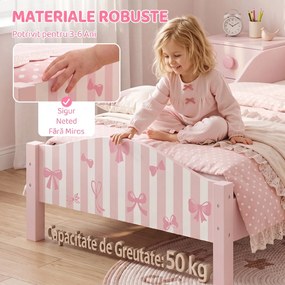 AIYAPLAY Pat Montessori pentru Copii 3-6 Ani Design în Formă de Fundă cu Protecții Anti-cădere, 146 x 76,5 cm, Roz | Aosom Romania