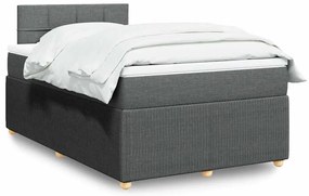 vidaXL Pat box spring cu saltea, gri închis, 120x200 cm, textil