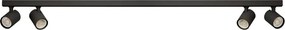 Plafoniera liniara neagra cu 4 spoturi EXO 4, 120cm