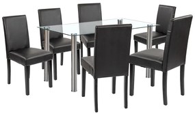 Set de masă Cadiz 6+1 alb-negru