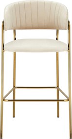 Scaun bar DASMIN TIP 2, bej/auriu, stofa catilfelata/metal, 54x54x109