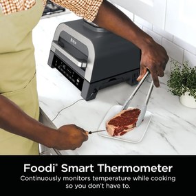 6in1 Ninja Foodi Smart DG551EU grill electric, 1760W, 6 moduri de gătit, 4L friteuză, 4L vas de gătit, Grill, 260C MAX, Inox / negru