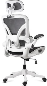 Scaun de birou ergonomic din mesh cu suport lombar și brațe rabatabile OFF 440 alb