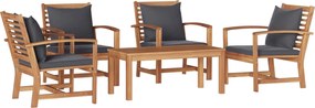 vidaXL Set de canapele pentru grădină 5 pcs natural Lemn solid de tec