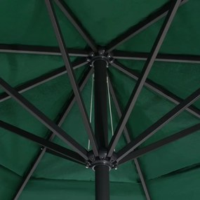 Umbrela de soare de exterior, stalp aluminiu, verde, 600 cm Verde, 600 cm