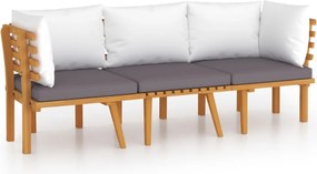 vidaXL Set mobilier de grădină cu perne, 3 piese, lemn masiv acacia
