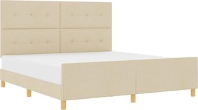 vidaXL Cadru de pat cu headboard Crem 180 x 200 cm țesătură