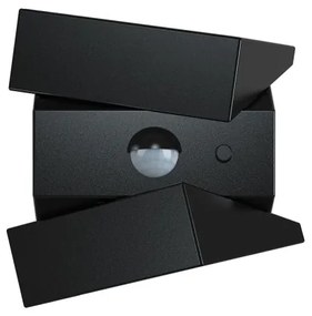 Aplică solară de perete cu senzor, LED 2,5 W / 3,7 V, IP65, 1200 mAh, negru