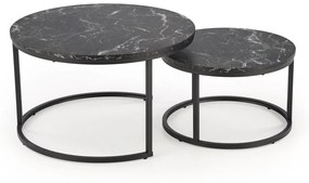 Set 2 mese de cafea Java marmura neagra/negru