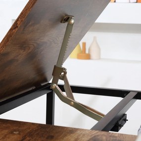 HOMCOM Masa pentru desen rabatabila pe 15 niveluri de la 0-70°, birou pentru camera si birou in stil industrial, 120x60x75cm, maro | Aosom Romania