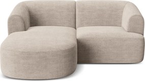 Colțar maro deschis cu tapițerie din catifea reiată (cu colț pe partea stângă/cu șezlong) Campi – Cosmopolitan Design