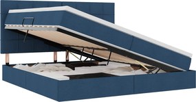 vidaXL Pat cu saltea și spațiu de depozitare albastru 200 x 200 cm