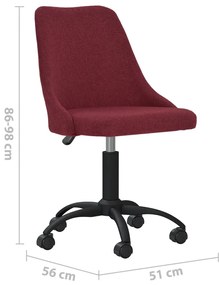 Scaun de birou pivotant, rosu vin, material textil 1, Bordo