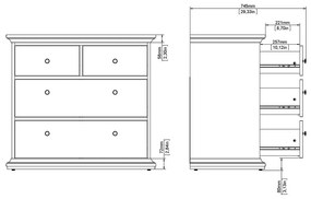 Comodă gri joasă 96x87 cm Paris – Tvilum