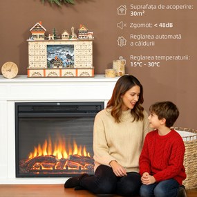 HOMCOM Șemineu Electric cu Flacără în 12 Culori, Telecomandă și Timer, 98x23.5x69.5 cm, Alb și Negru | Aosom Romania
