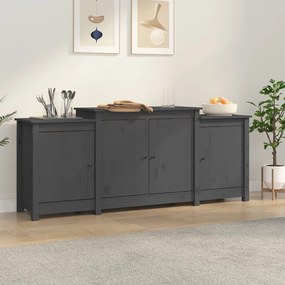 821494 vidaXL Servantă, gri, 164x37x68 cm, lemn masiv de pin