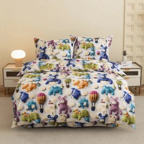 Lenjerie de pat din microfibra pentru copii WOOLIMALS colorata Dimensiune lenjerie de pat: 70 x 80 cm | 140 x 200 cm