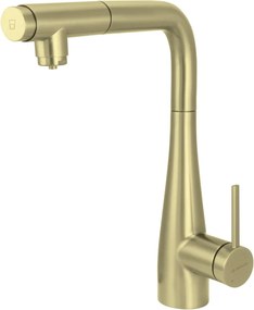 🚰 Baterie bucătărie ERIDAN, cu racord filtru de apă & pipă extractibilă, finisaj aur periat – Cod BRE_R75M