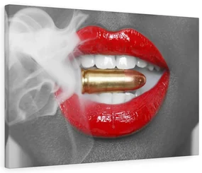 Tablou canvas Smoking Bullet Lips 120x80 cm
