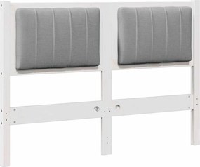 vidaXL Tăblie tapițată cu headboard Alb 120 cm Lemn de pin masiv
