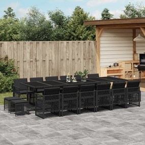 vidaXL Set mobilier de grădină cu perne, 17 piese, negru, poliratan