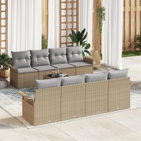 vidaXL Set de canapele pentru grădină 9 pcs Bej Rattan poli