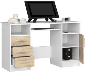 Masă PC Aziza (Alb + Stejar sonoma). 1069609