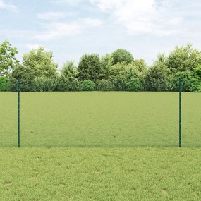 vidaXL Îngrădire cu stâlpi Verde 1 x 25 m Oțel