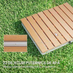 Outsunny Duș Portabil: aluminiu, 4m rezistent UV/apă, plajă/spa, 70x55 cm, Efect Lemn | Aosom Romania