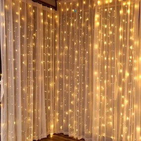 Instalatie de Craciun, perdea luminoasa 3 x 3 metri, alb cald